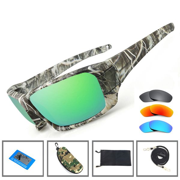 

newboler fishing sunglasses 4 polarized uv lens camouflage frame men women sport sun glasses camping driving clip eyewear t200615, White;black