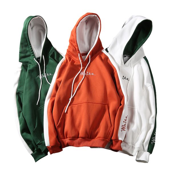 

High Quality Autumn White Hoodies with Hat Men Big Pocket Street Autumn Fashion Casual Hiphop Clothing Hoody Pullover Clothing