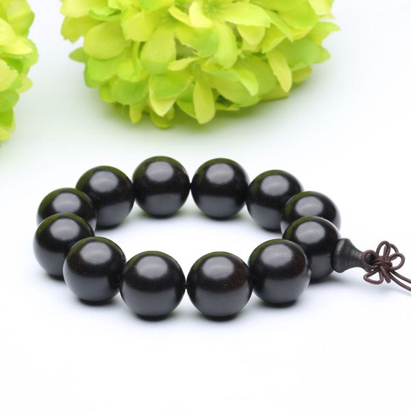 

big hole ebony wood tibetan buddhism amulet bracelet, Black