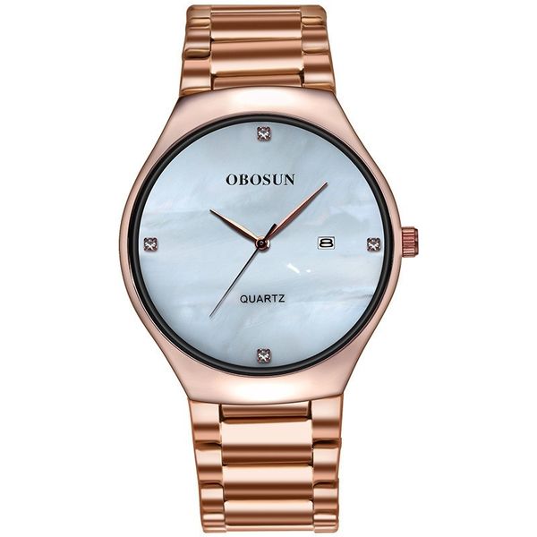 

classic fashion quartz calendar waterproof watch cross border brand sports watch shell dial steel band men's watch, Slivery;brown