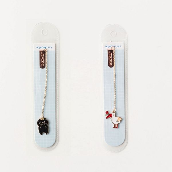

2 pcs/set kawaii cartoon cat dog metal pendant bookmark book holder message card gift stationery