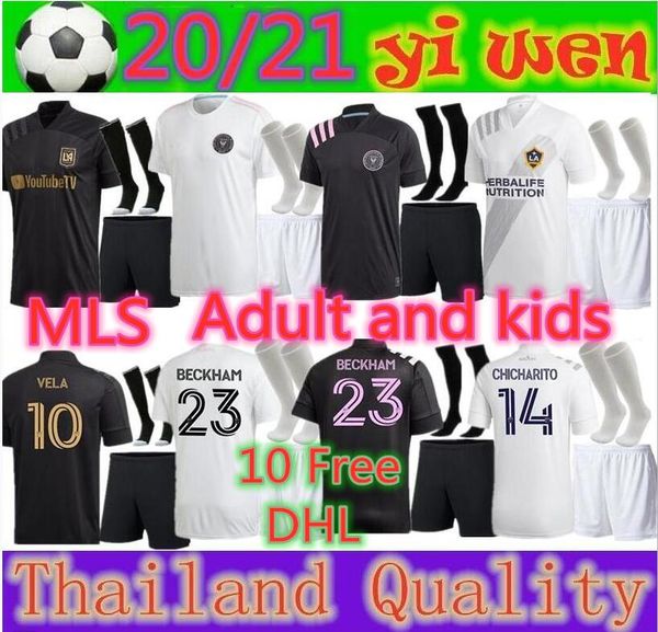 

adults and kids 2020 inter miami beckham 23 black lafc carlos vela 10 soccer jerseys 2021 los angeles fc la galaxy chicharito, Black;yellow