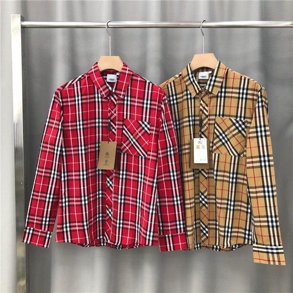 

19aw new luxurious brand design bbr shirt long sleeve fashion classic lattice breathable men and women casual outdoor shirt, Gray;blue