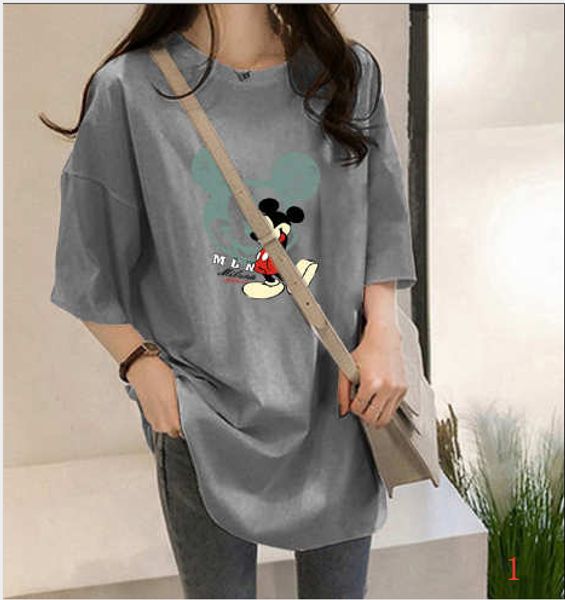 

2020 new fashion womens designer t-shirts summer loose breathable plus size womens cloths carton style mouse print cloths ph+zy20042403, White