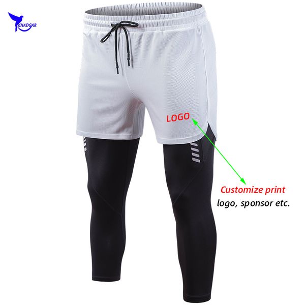 

2020 quick dry 2 in 1 mesh shorts+leggings running pants breathable capris gym fitness tights sports cropped trousers customize, Black;blue