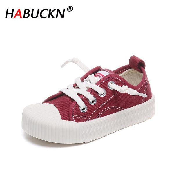 

habuckn fashion classic lace up candy color children boys biscuit canvas shoes soft bottom girls comfortable casual, Black