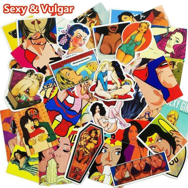 

new 51 pcs mixed and vulgar stickers for luggage lapcar styling waterproof cool sticker bike trunk guitar decals