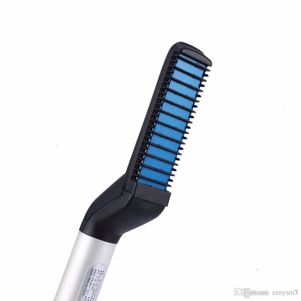 

multifunctional men male hair comb quick beard straightener curling curler show cap beauty hair styling tool opp bag pack, Black