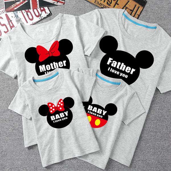 

family matching outfits daddy mommy brother sister clothes cotton short sleeve top, Blue