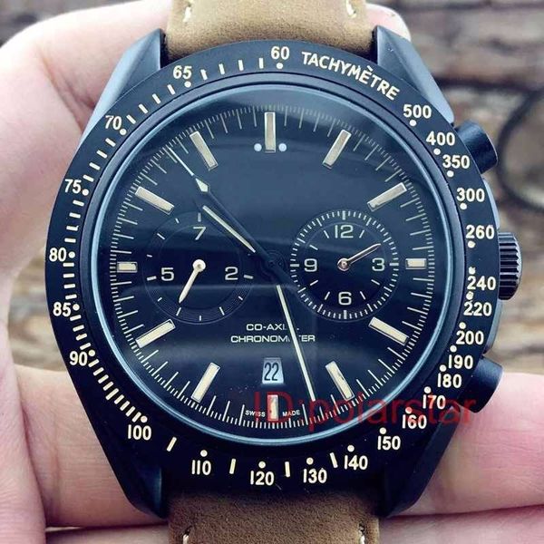 

luxury mens watches moon leather strap automatic mechanical desiger watches fashion sport watch master wristwatches, Slivery;brown