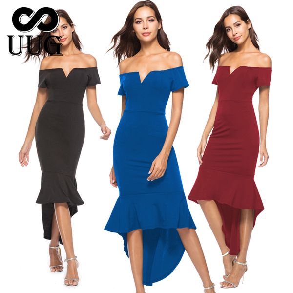 

uug women dresses women short sleeve dress autumn winter off shoulder dress celebrity club party evening party, Black;gray