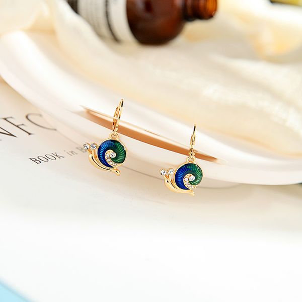 

bohemia enamel crystal snails earrings for women handmade cute korean fashion earring charming date gift jewelry accessory, Silver