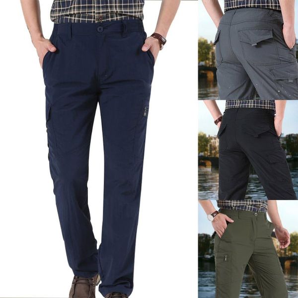 

newly men quick dry hiking pants mountain climbing trekking sport waterproof trousers fif66, Black