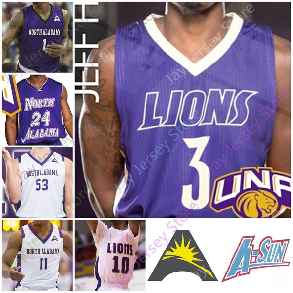 

custom 2020 north alabama una lions basketball jersey ncaa college christian agnew jamari blackmon mervin james c.j. brim emanuel littles, Black;red