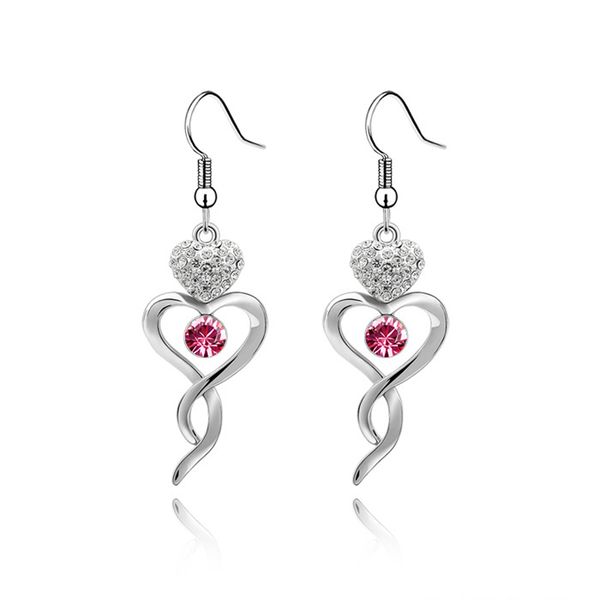 

latest knot shape design white gold color plated for wedding bridal chandelier earrings made with swarovski elements crystal, Silver