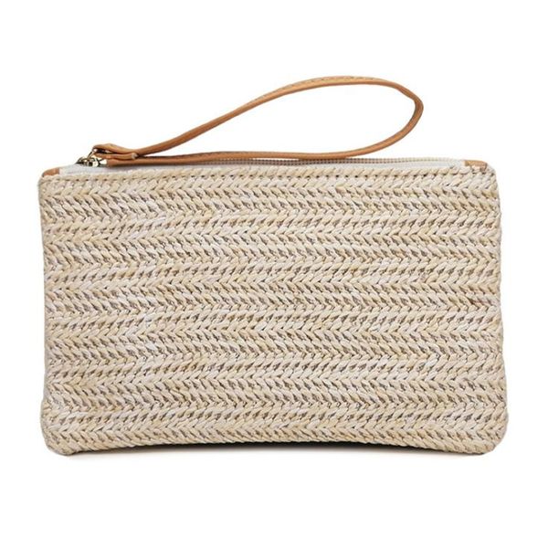 Women Handmade Straw Cosmetic Bag Casual Handbag Summer Female Clutch ...