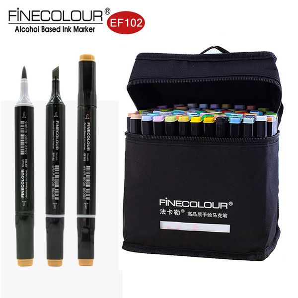 

finecolour alcohol based markers brush dual tip 24/36/60/72 colored graphic drawing technical design sketch marker set ef102