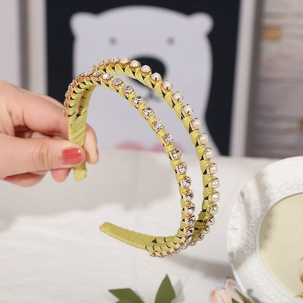 

ladies hair style with pearl rhinestone ribbon headband hairbands elastic hair band ladies hair united kingdom fsegc, Black;brown