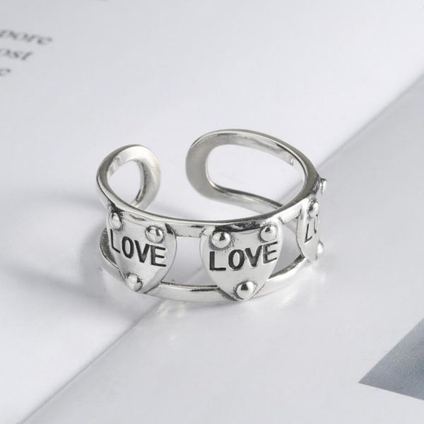 

latest 925 sterling silver ring for women fashion jewelry vintage thai silver love heart ring girl valentine's day gift kofsac, Golden;silver