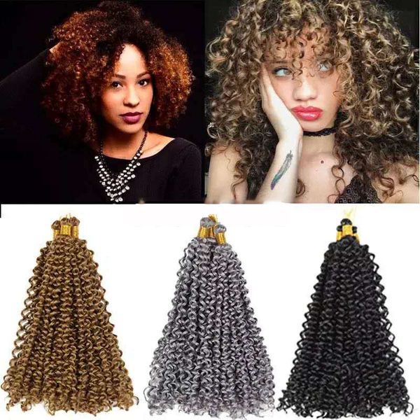 

twist hair 14 inch water wave synthetic braids twist crochet braiding hair goddess locs short bohemian locs hair 30 strands/pack, Black