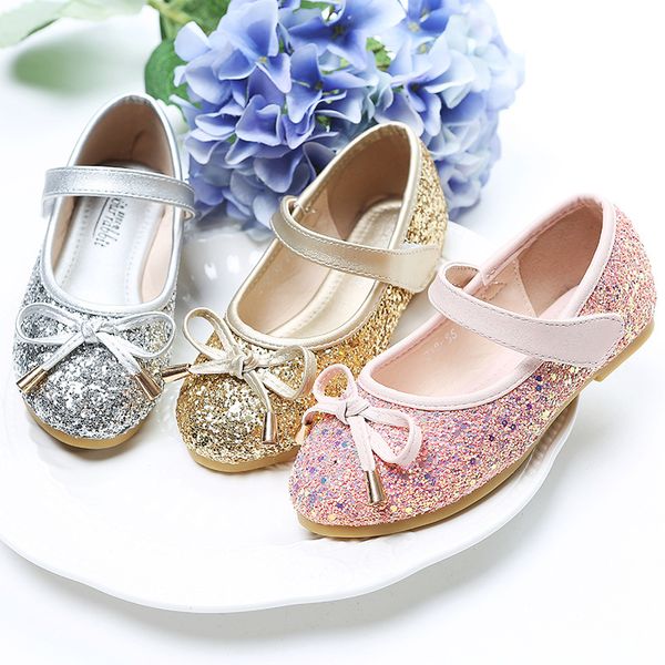 

2020 new arrival summer girls shoes princess shoes casual fashion pearl bling sequins soft flat simple hook&loop, Black;grey