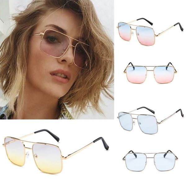 

european metal sun glasses for women fashion two-color sunglasses spring foot square glasses retro double beam sunglasses, White;black