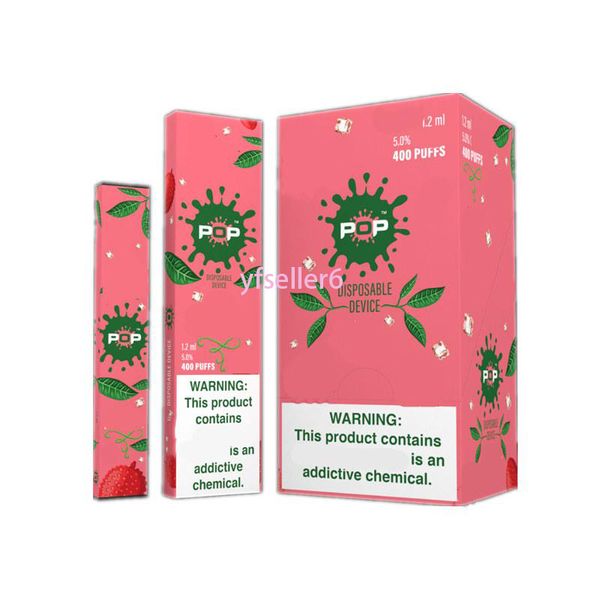 

POP Puff Бар Одноразовые Vape ручка 400 пуфы 1,2 мл Бобы картридж Pre Заполненный Starter Kit 22 цвета
