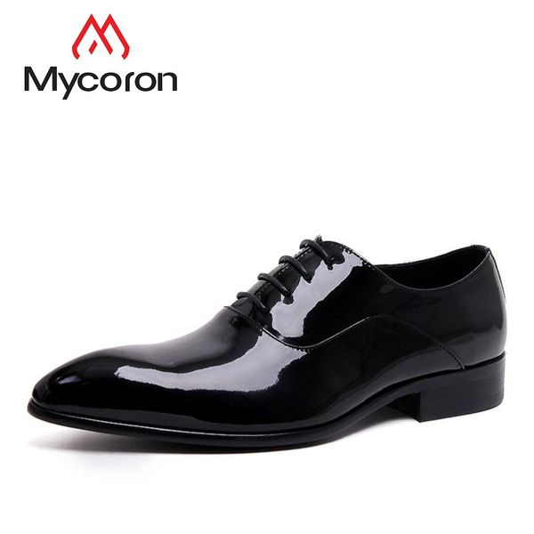 

mycoron luxury fashion men shoes wedding leather dress boots business male pointed toe oxford shoes chaussure homme cuir, Black