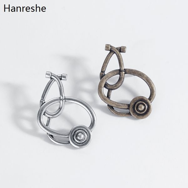 

retro classic stethoscope brooches for man woman student brooch collar clip lapel backpack badge pins gift, Gray