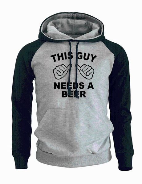 

brand clothing sweatshirt for men 2017 new casual hoodies print this guy needs a beer harajuku pullover raglan hoody kpop hoodie, Black