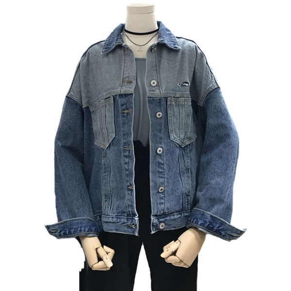 

spliced autumn clothes for women hole denim jacket short coat bf harajuku ulzzang coat lapel long sleeve jeans jacket, Black;brown