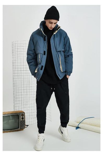 

sd954q-new fashionable men's down jacket in winter leisure outdoor thickened couple loose coat, Black
