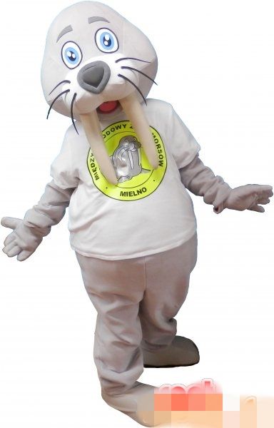 

custom grey sea lion mascot costume size ing, Red;yellow
