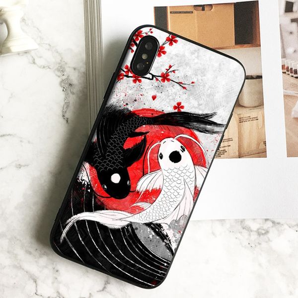 

коке роскошные инь ян рыба телефон чехол для iphone 11 pro xs max хг 8 7 6s plus 5 se case soft black tpu силиконовый чехол