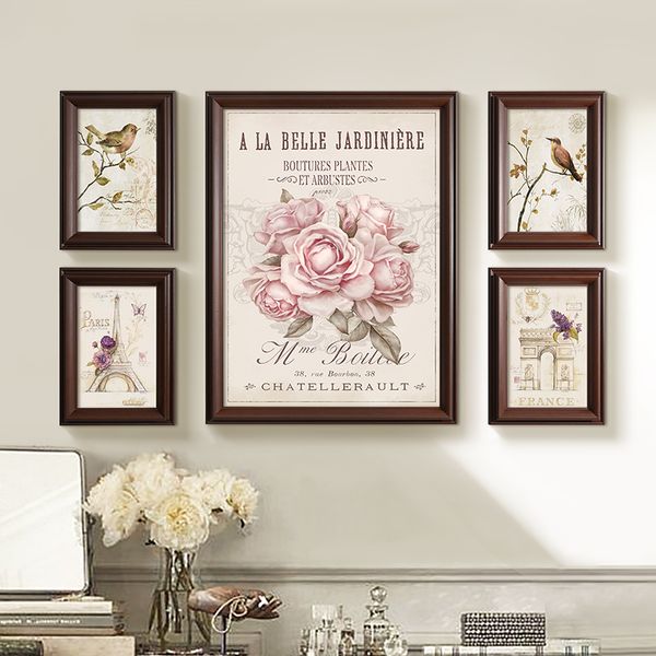 

5pcs/set flower bud printing p frames set european hanging picture frame wall home decor p frame porta retrato moldura