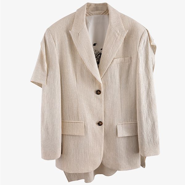 

ewq] 2020 spring new sweet women jacket loose long sleeve ladies office coat single breasted suits outwear, White;black