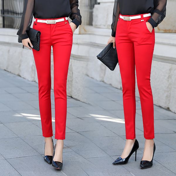 

pants women pencil trousers 2019 high waist ladies office trousers casual female skinny bodycon pants elastic pantalones mujer, Black;white