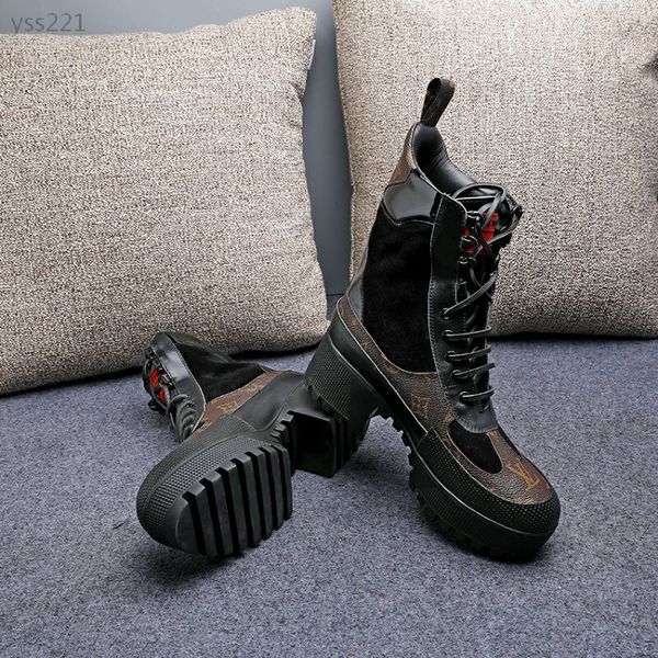 

new color matching lace-up martin boots 2020 thick bottom waterproof outdoor casual women's boots high heel women's short boots si, Black