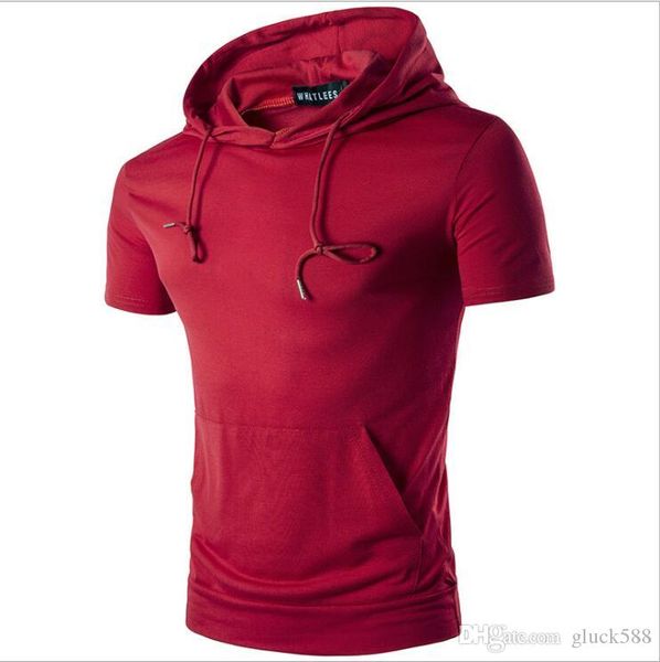 

бесплатная доставка горячая 2017 лето новый мужской капюшон большой карман сплошной цвет большой размер хай-стрит хип-хоп с короткими рукава, White;black