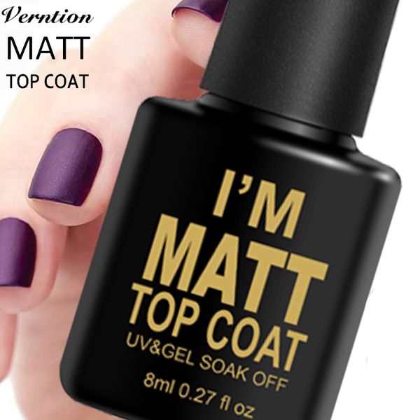 

verntion matte coat gel nail polish 8ml salind rainbow art matt nails long lasting soak uv nail gel varnishes, Red;pink