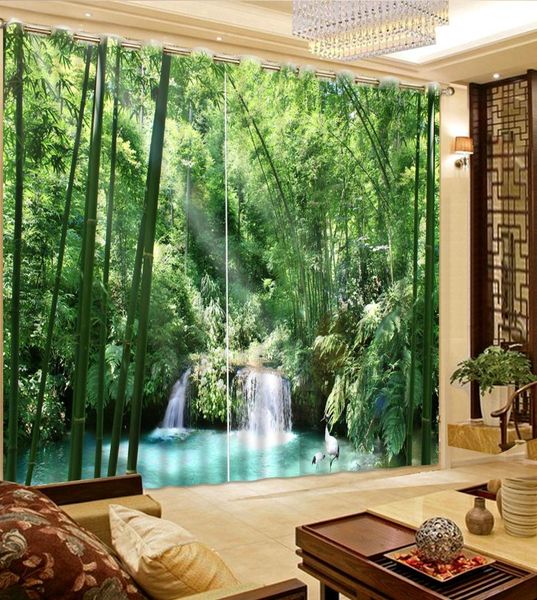 

height modern curtains custom bamboo forest scenery waterfall curtain living room bedroom l 3d curtains