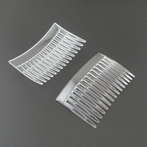 

20pcs 4.6cm*6.9cm 15teeth clear flat plain plastic hair comb for diy hair accessories,side combs diy crown tiara, White;golden