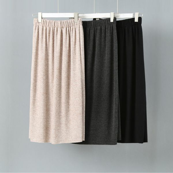 

mevgosolid lady long pleated skirt plus size high waist office woman dots split autumn skirts winter feminino vestido hd1362, Black