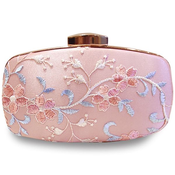 

new fashion handmade flower embroidery clutch bag wallet metal chain shoulder bag ladies wedding evening