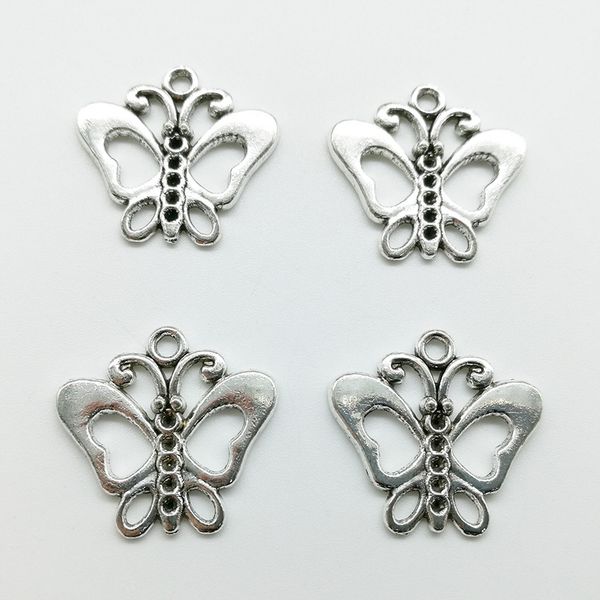

2019 lot 100pcs butterfly animal tibet silver charms pendants jewelry diy for necklace bracelet earrings retro style 21*23mm, Bronze;silver