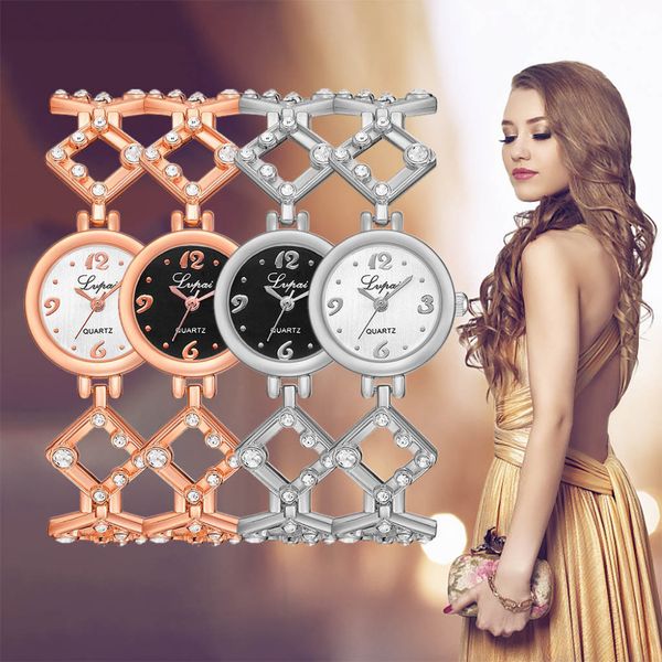 

lvpai luxury women's bracelet watch european and american simple casual delicate analog quartz diamond clock, Slivery;brown