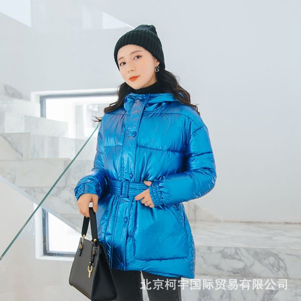 

2019 new style cotton-padded clothes women's winter korean-style large size loose-fit cotton-padded jacket bright surface down f, Blue;black