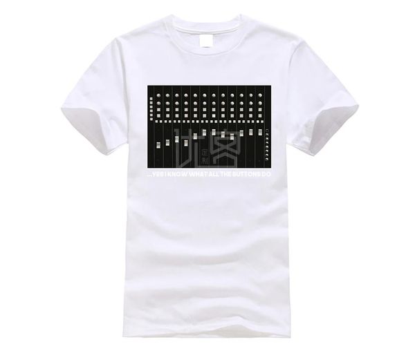 

бренд мужчины рубашку я знаю, что все кнопки do audio звукорежиссер t shirt, White;black