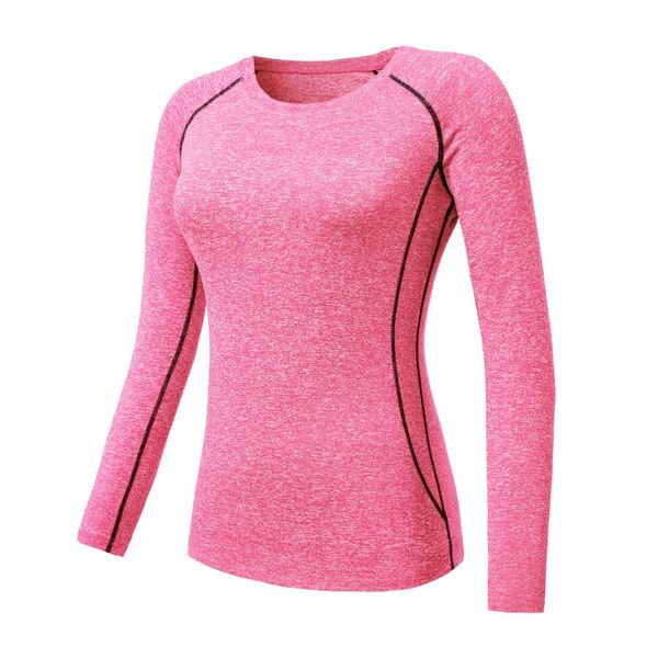 

women compression long sleeve t-shirts casual clothes tights long sleeve quick dry thermal base layer polyester 7, Black;blue