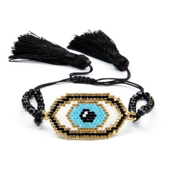 

1pc miyuki bracelet evil eye bracelets pulseras mujer moda 2019 bracelets for women evil eye jewelry beadwork handmade gift, Black